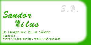 sandor milus business card